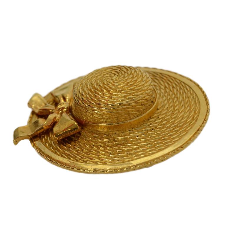 Chanel Vintage '70s Gold Hat Brooch For Sale at 1stDibs