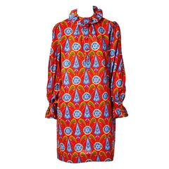 Vintage Yves Saint Laurent Wool Challis Day Dress