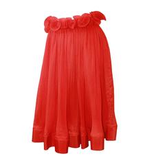 Stella McCartney Red Silk Pleated Skirt with Top Gathering - 40