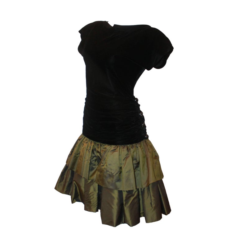 open lace back dress Velvet 80s Party Dress  Patricia Field