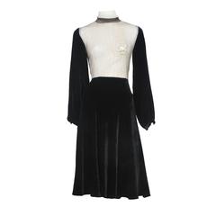 Gaultier Black Velvet and Mesh Dress 