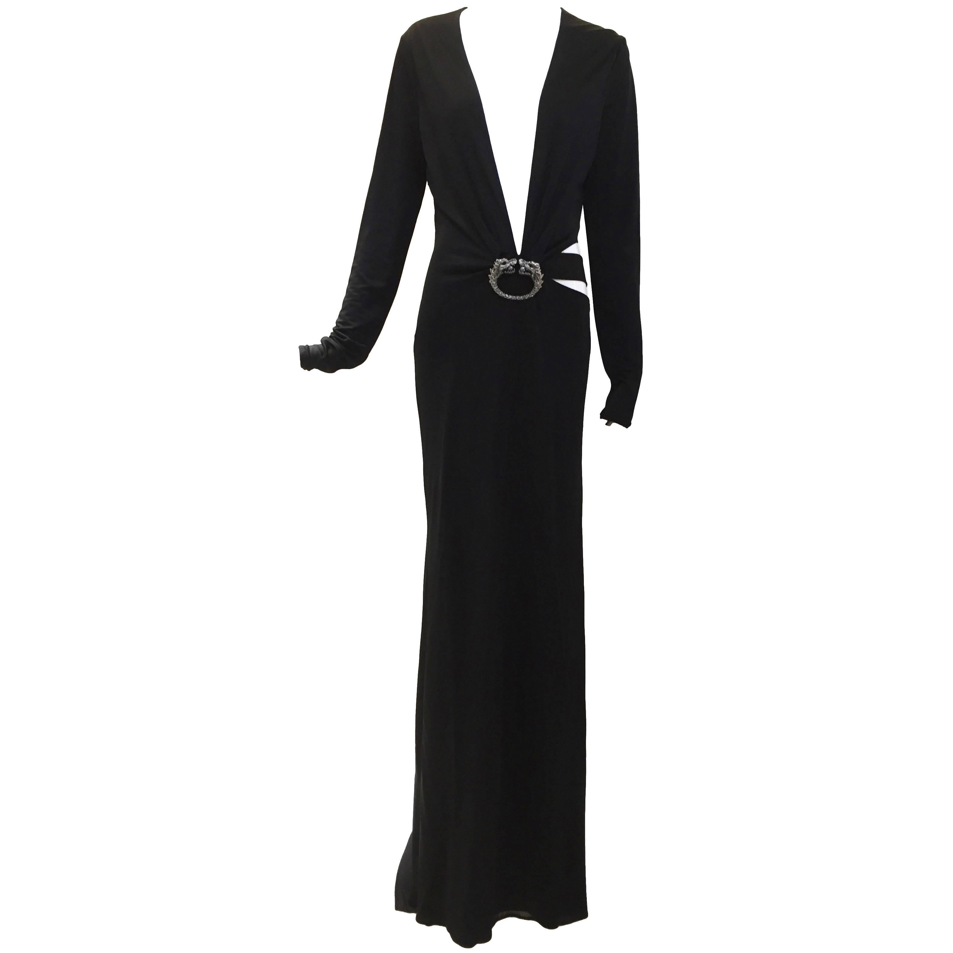 Iconic Gucci by Tom Ford black silk jersey gown 