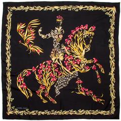 Rare Vintage Hermes Silk Scarf "Cheval Fleuri" by Henri d'Origny