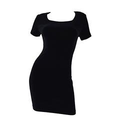Sexy 1990s Vintage Michael Kors for Bergdorf Goodman Black Velvet Mini Dress LBD 11