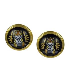 Classic Hermes Enamel Tiger Ear Clips