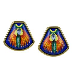 Hermes Brazil Enamel Ear Clips