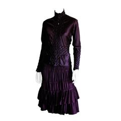 That Amazing Tom Ford YSL Rive Gauche 2001 Aubergine Silk Runway Skirt & Blouse!