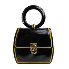 Retro Moschino Redwall "Peace & Love" Black Leather Handle Bag
