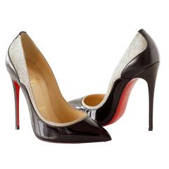 CHRISTIAN LOUBOUTIN Shoe Pigalle Black Patent w/glitter 110mm 35 / 5 2