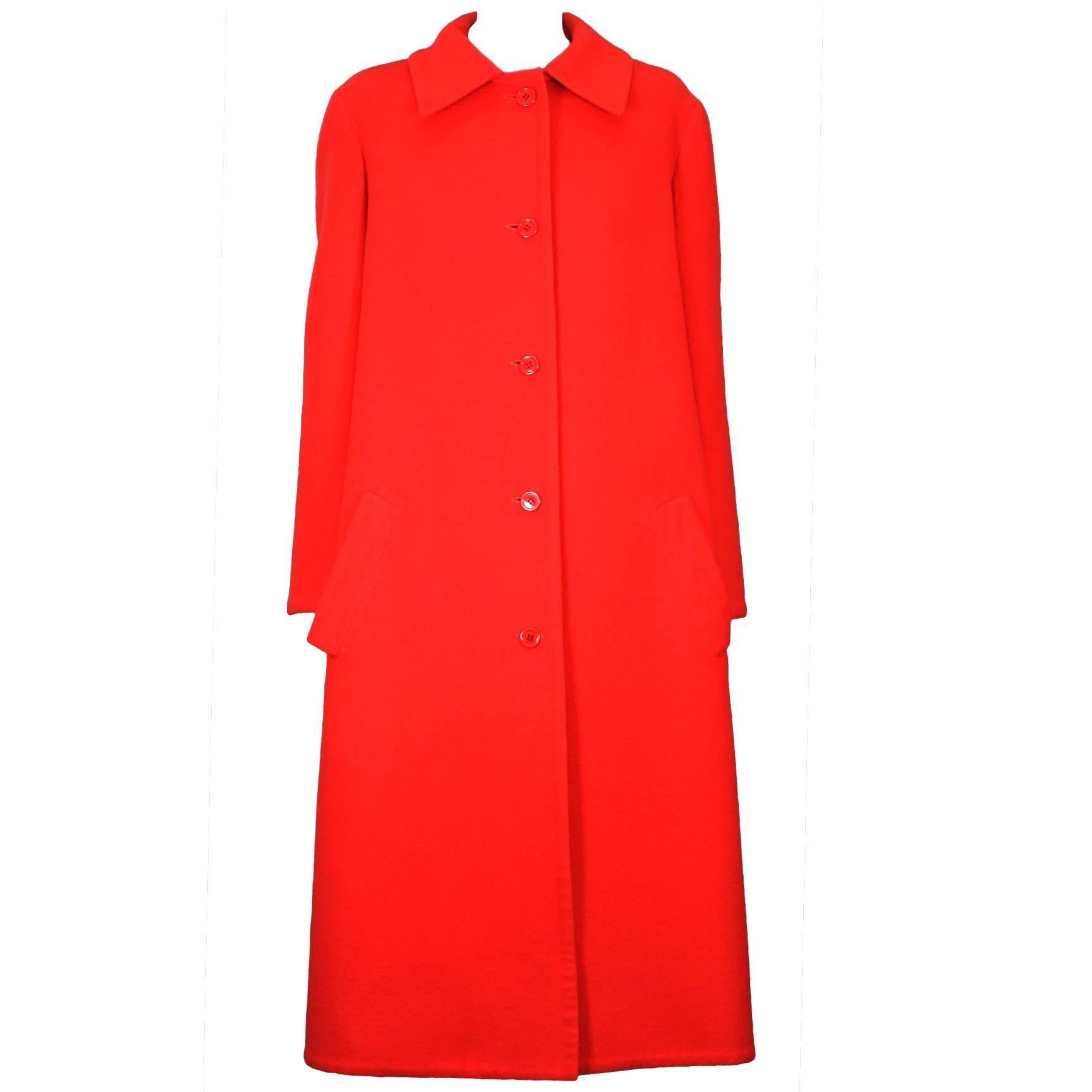 Halston's Double Faced Tomato Red Wool Coat