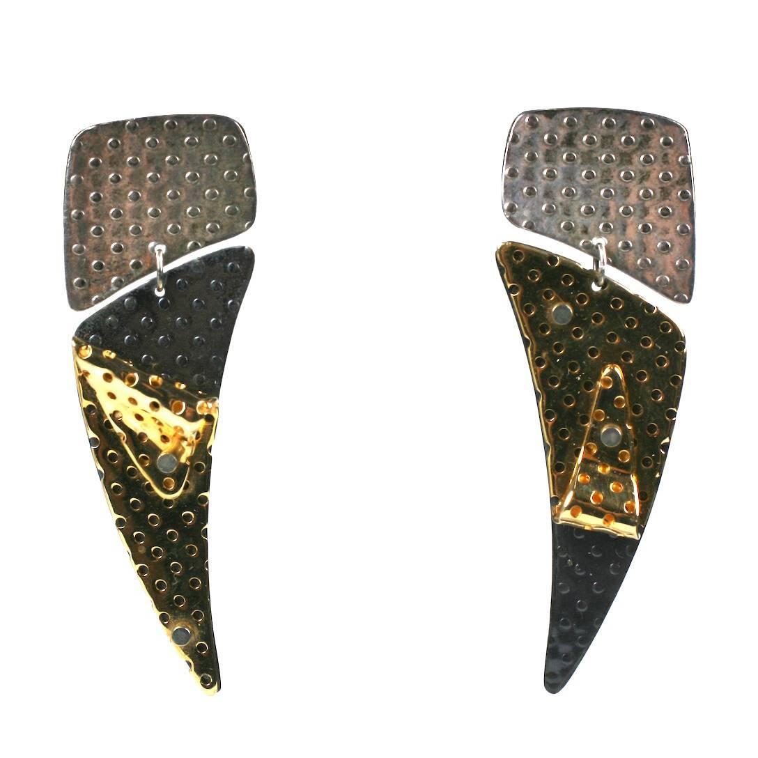 Boucles d'oreilles en argent sterling doré à la feuille d'origine en vente