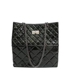 Chanel 2.55 Quilted Patent Leather Tote Shoulder Bag with Accessories