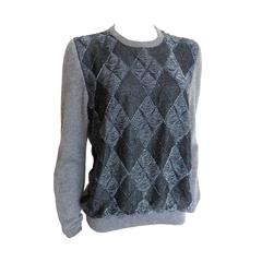 Vintage 1980's Hand-beaded argyle sweater 