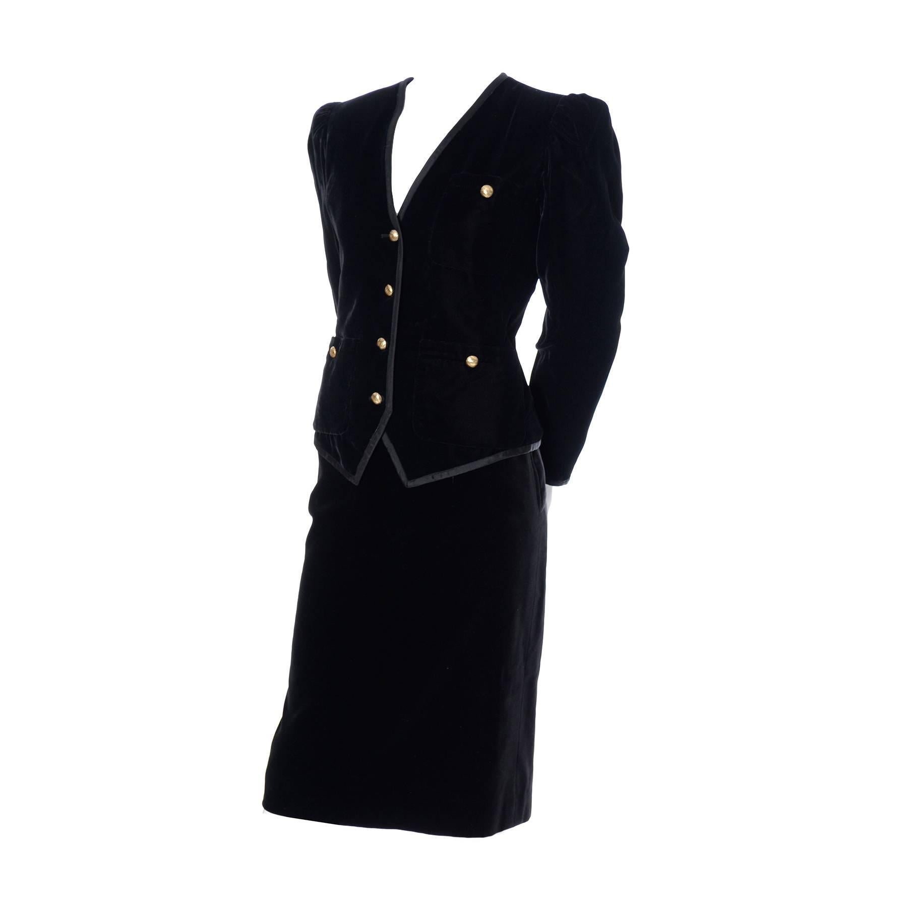 Iconic Fall 1996 Yves Saint Laurent True Haute Couture 'Le Smoking' Black Tuxedo Skirt Suit