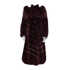 1970's Artist Designed Burgundy and Grey Fur Coat 