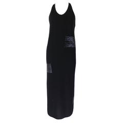 1990s Krizia Black Cashmere Beaded Dress with Shell