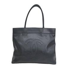 Chanel Black Caviar Leather CC Tote Shoulder Bag