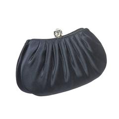 Judith Leiber Gathered Navy Silk Evening Purse Optional Strap & Original Comb