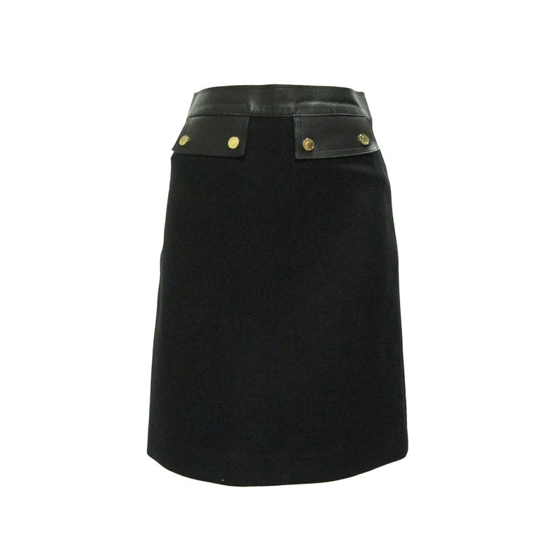 Gucci Black Wool and Leather Pencil Skirt For Sale at 1stDibs | gucci  pencil skirts, gucci black skirt, gucci pencil girls skirts