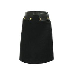 Gucci Black Wool and Leather Pencil Skirt