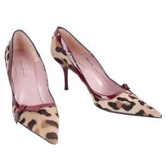 CESARE PACIOTTI Italienische Leopard Ponyhaar PUMPS Classic Heels SHOES mit klassischem Absatz 38 1/2