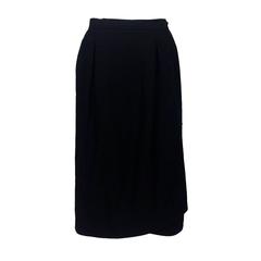 Yves Saint Laurent Black Wool Wrap Midi Skirt - 1980s