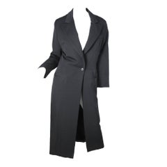 Vintage Norma Kamali OMO Long Black Coat, Early 1980s 