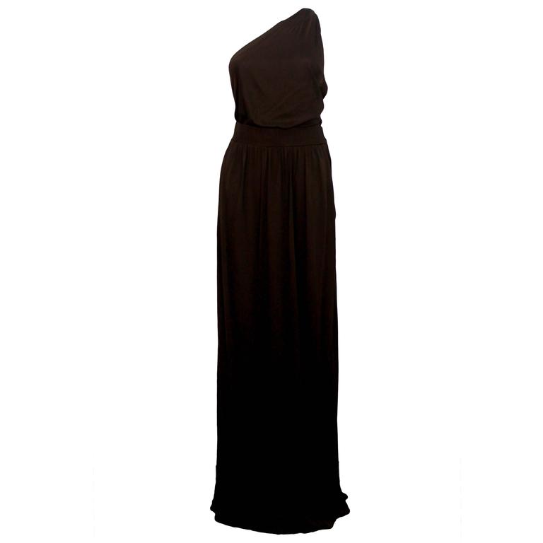 1970's Yves Saint Laurent Jersey One-Shoulder Gown at 1stDibs