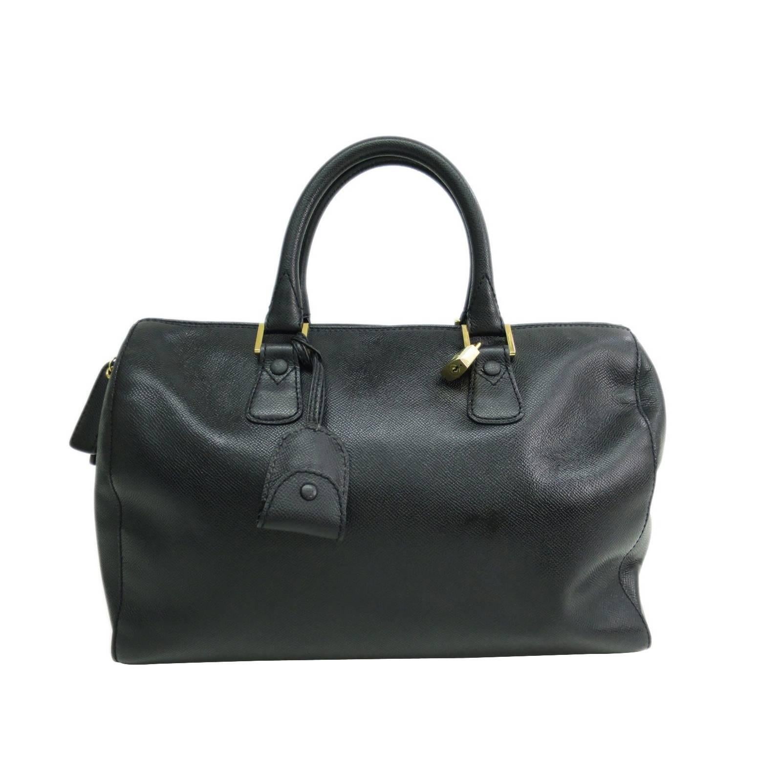 Chanel Black Leather Boston Speedy Satchel Handle Bag