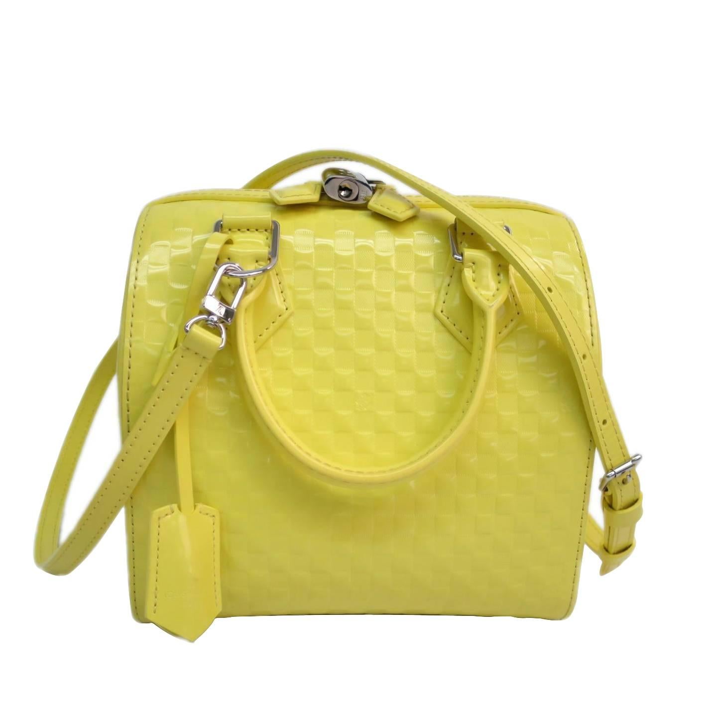 Louis Vuitton Limited Edition Yellow Speedy Cube Satchel Crossbody Shoulder Bag