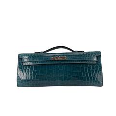 Hermes  Clutch Kelly Cut Crocodile Niloticus Colvert Palladium Hardware 2015.