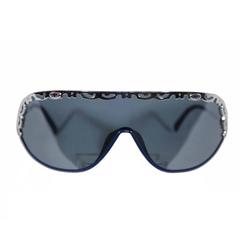 CHRISTIAN DIOR Vintage Shield SUNGLASSES 2501 Blue & Silver Metal eyewear w/CASE 12