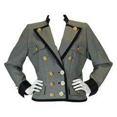 Yves Saint Laurent Rive Gauch Herringbone Double Breasted Jacket 10