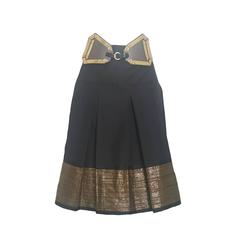 2000s Roberto Cavalli black skirt with gold belt