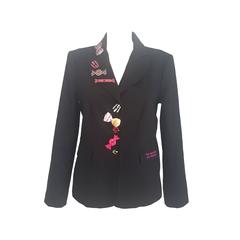 1980s Moschino black jacket "never accept sweets from strangers"