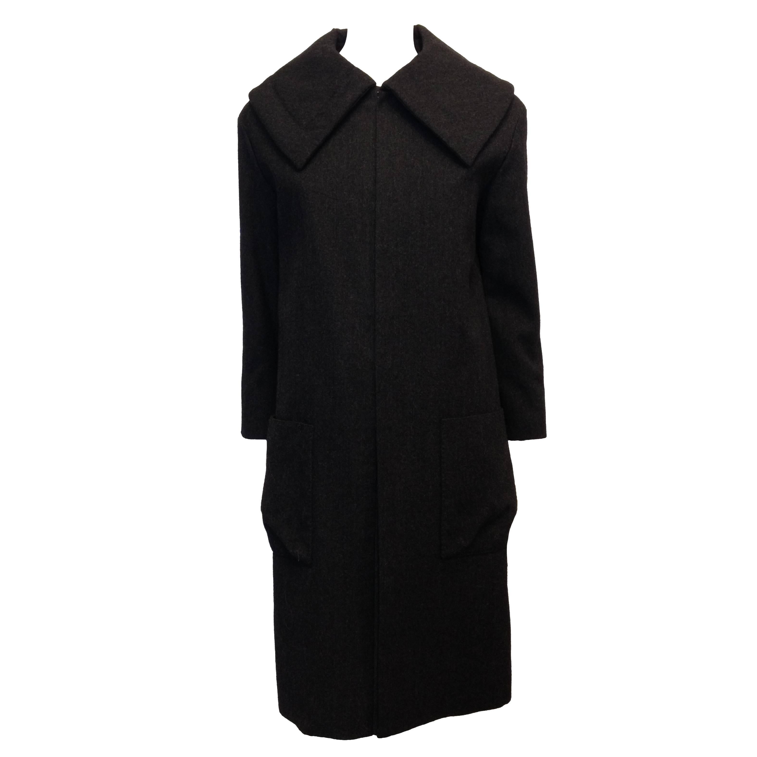 Louis Vuitton Grey Wool Collared Coat Size 36 (4)