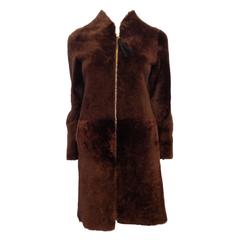 Marni Brown Shearling Zipper Coat