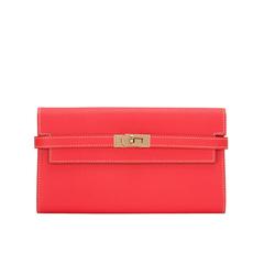 Hermes Bi-Color Rose Jaipur And Gold Epsom Kelly Longue Wallet