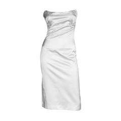 Rare & Iconic Tom Ford Gucci SS 2001 White Strapless Silk Corset Runway Dress!