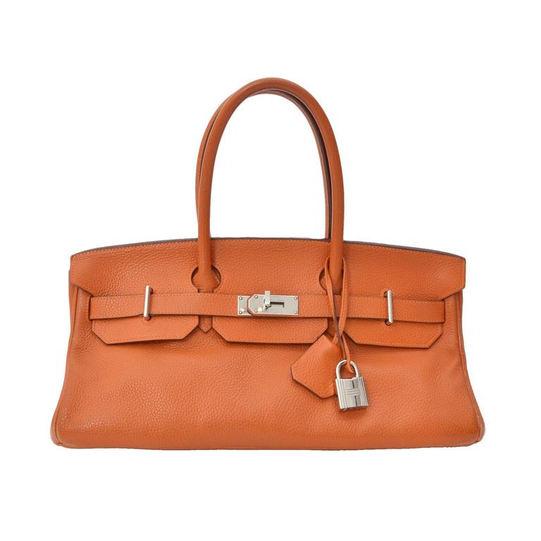 Hermès Birkin Shoulder Bag PHW Pumpkin Orange at 1stDibs