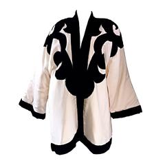 Vintage Bill Tice Silk & Velvet Beaded ' Ace of Spades ' Kimono Opera Jacket 