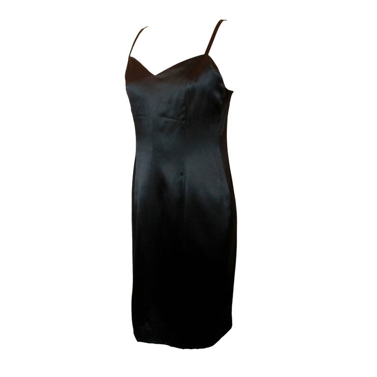 Chanel Black Fitted Silk Slip Dress w/ Spaghetti Straps - 44 - 1995 at ...