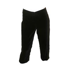 Chanel Black Velvet Cropped Pants w/ Front Zip - 42 - 2005