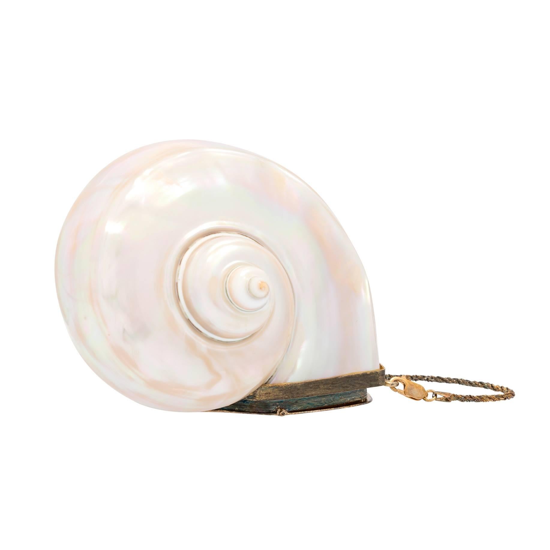Judith Leiber Natural Sundial Shell Minaudiere Bag For Sale