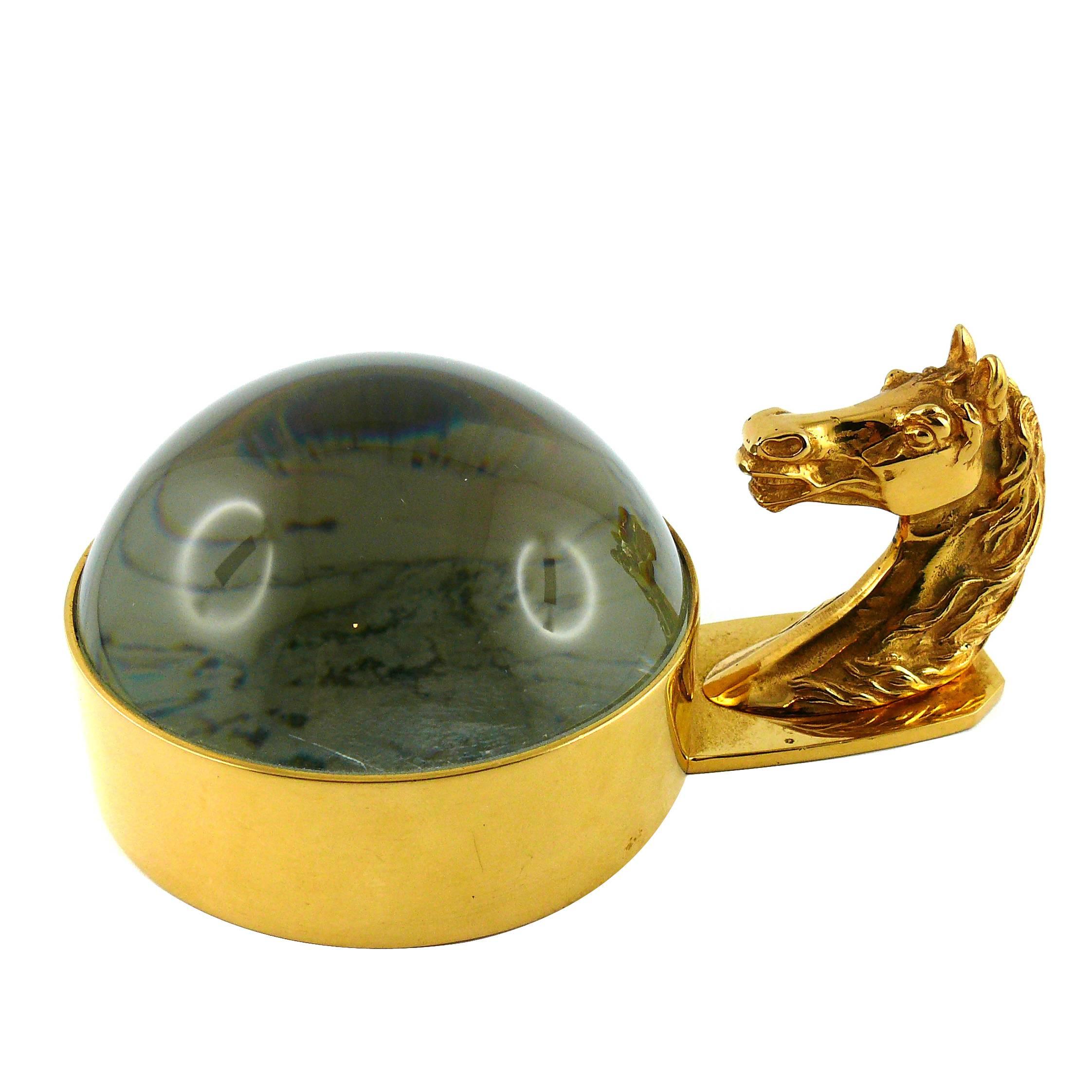 Hermes Rare Vintage Equestrian Desk Paperweight Magnifier