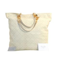 Christian Dior Ivory Lady Dior Tote Bag