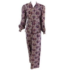 1940s printed rayon lounge/at home pajama top & trouser set 