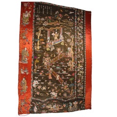 Antiker bestickter chinesischer Wandbehang