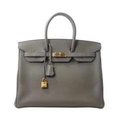 Hermès Etain Togo 35 cm Birkin-Tasche in Grau mit GHW