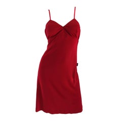 1990er Gianfranco Ferre Sexy Lippenstift Rot 90er Vintage Jersey Minikleid